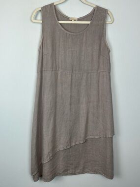 AMBRA 100% Linen Dress MEDIUM Lagenlook ITALY Relaxed Lightweight Shift